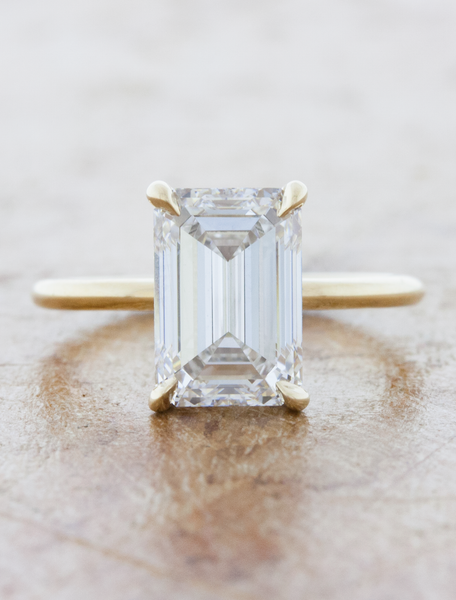 3 Carat Emerald Diamond & Vertical Baguette Solitaire Ring