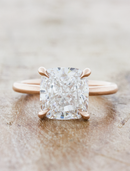 Florina Cushion: Cushion Solitaire Engagement Ring with a Thin