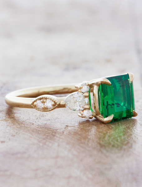 Asscher cut emerald engagement ring online