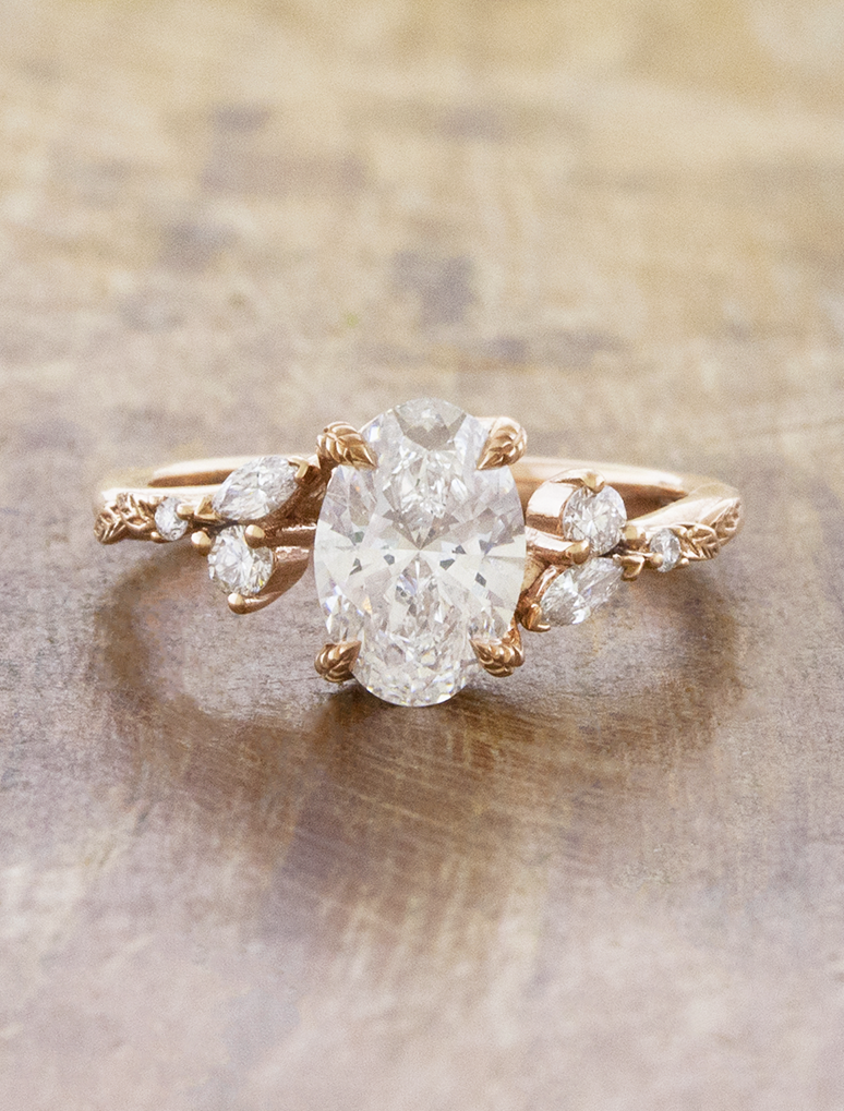 caption:Shown with 1ct oval in 14k rose gold 