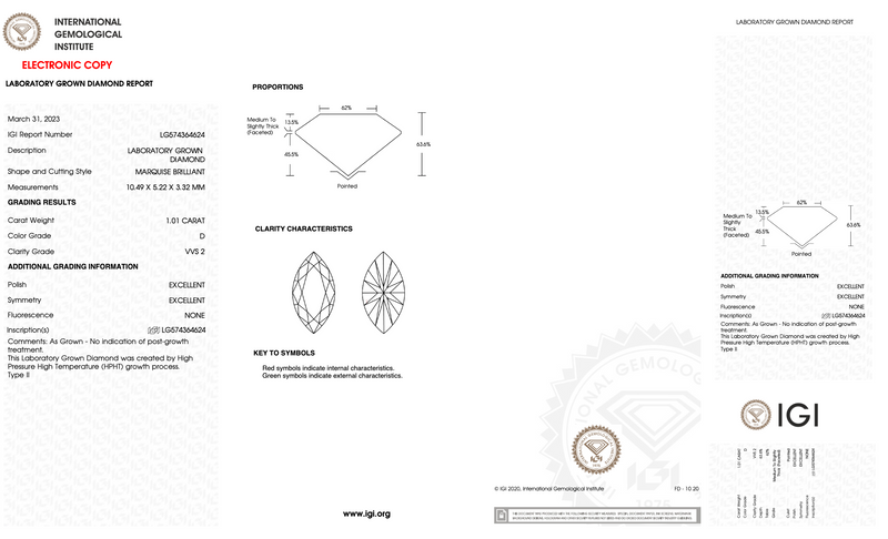 Bianca - 1.01ct Marquise Lab Grown Diamond