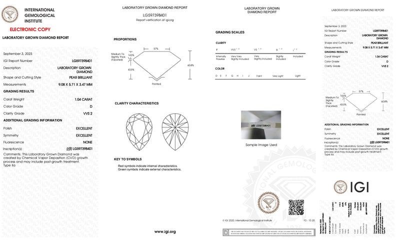 Rachael - 1.04ct Pear Lab Grown Diamond