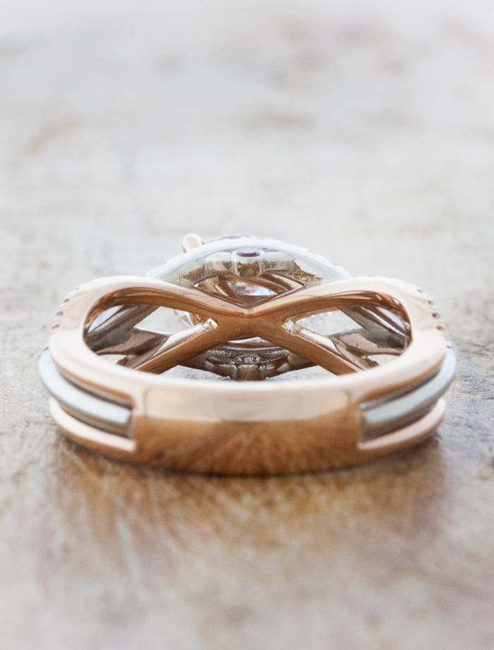 Jasmine: Interlaced Split Shank Pear Cut Diamond Ring | Ken & Dana Design