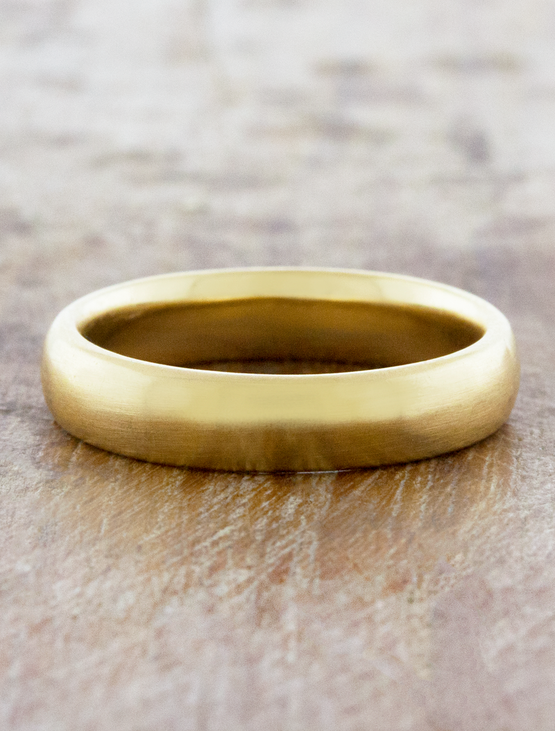 caption:Shown in 5mm width, 14k yellow gold, satin brush