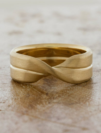 caption:Shown in 7mm width in 14k yellow gold, satin finish