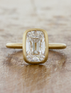 caption: Shown with 2.5ct Old Mine Cut diamond in 14k yellow gold