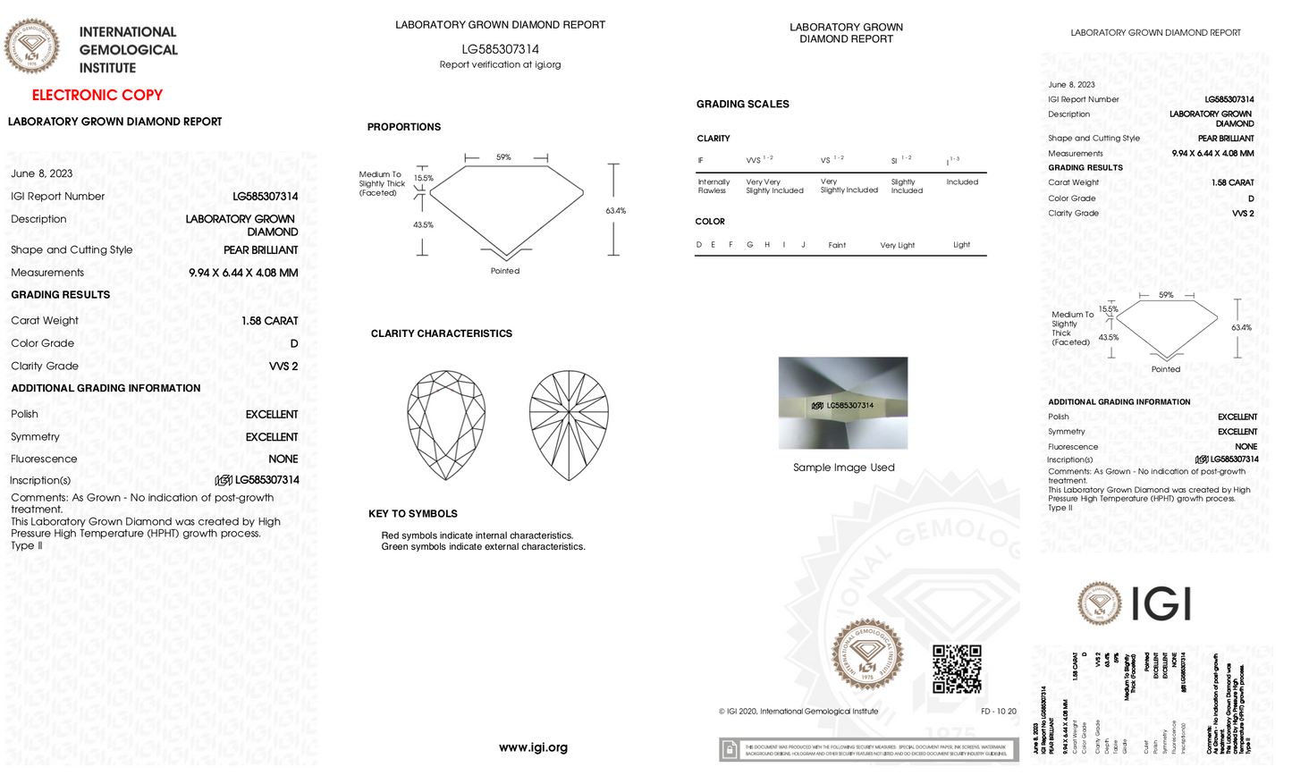 Adamaris - 1.58ct Pear Lab Grown Diamond