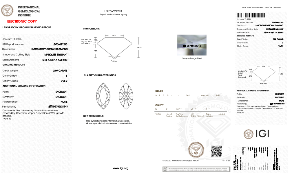 Odette - 2.09ct Marquise Lab Grown Diamond