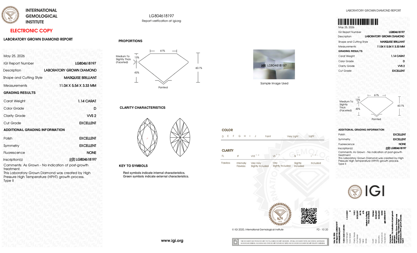 Odika - 1.14ct Marquise Lab Grown Diamond