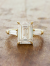 caption:Shown with 3ct emerald cut diamond in 14k yellow gold