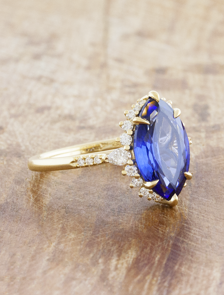 Lenora - Marquise Lab Grown Blue Sapphire
