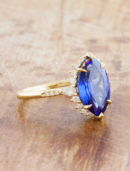 Lenora - Marquise Lab Grown Blue Sapphire