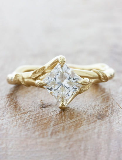 caption:Shown with 1ct princess cut diamond in 14k yellow gld