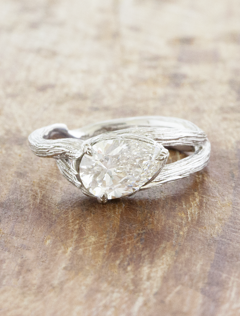 caption:Luu shown with 1.5ct pear in 14k white gold