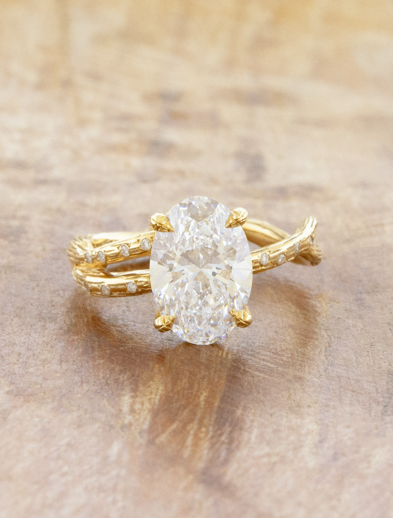 caption:Shown with 2.5ct oval in 14k yellow gold