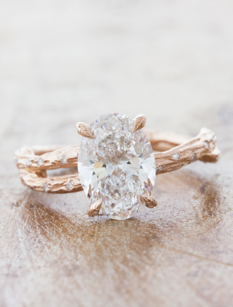 Nature-inspired solitaire engagement ring with bark texture