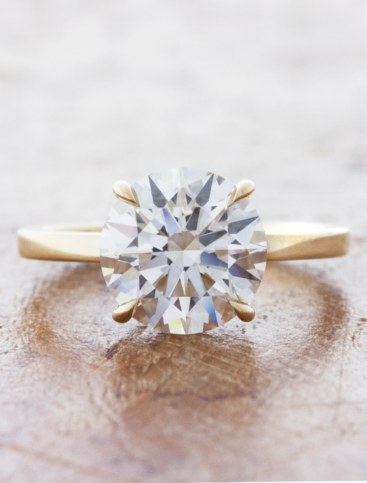 caption:Shown with 2.50ct round diamond in 14k yellow gold