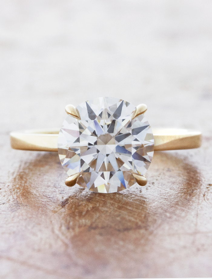 caption:Shown with 2.50ct round diamond in 14k yellow gold