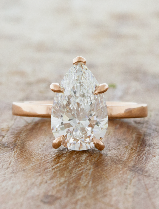 caption:Shown with 2.06ct pear diamond in 14k rose gold