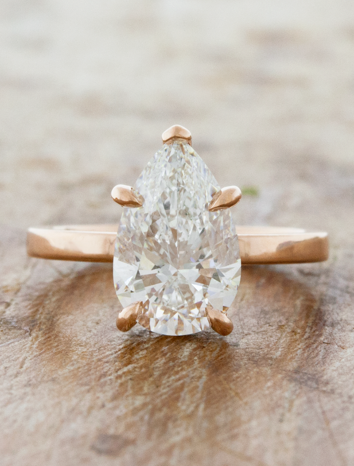 caption:Shown with 2.06ct pear diamond in 14k rose gold