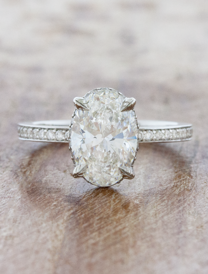 caption:Shown with 2.00ct oval diamond in 14k white gold