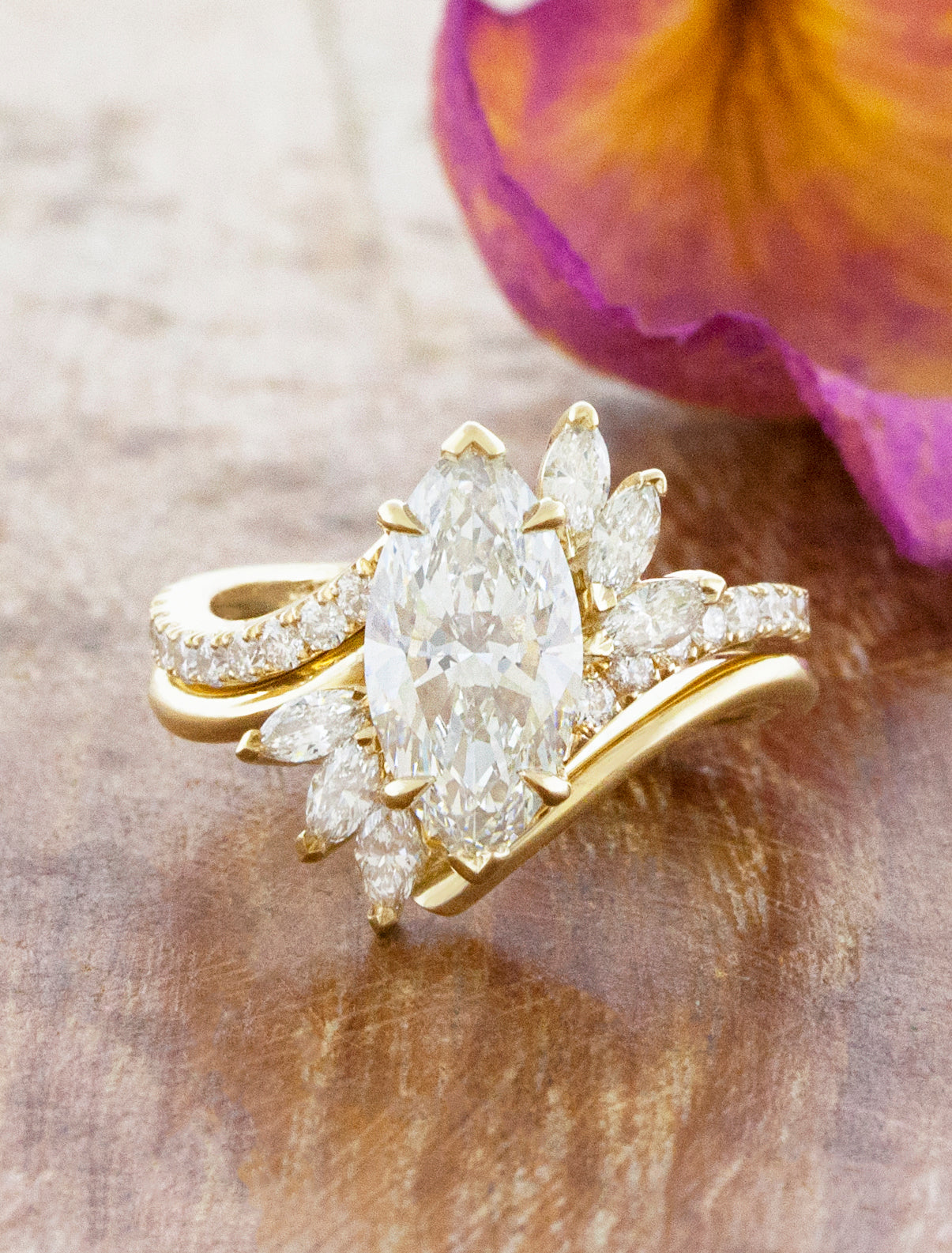 caption:Shown stacked with Marya 2.2ct marquise
