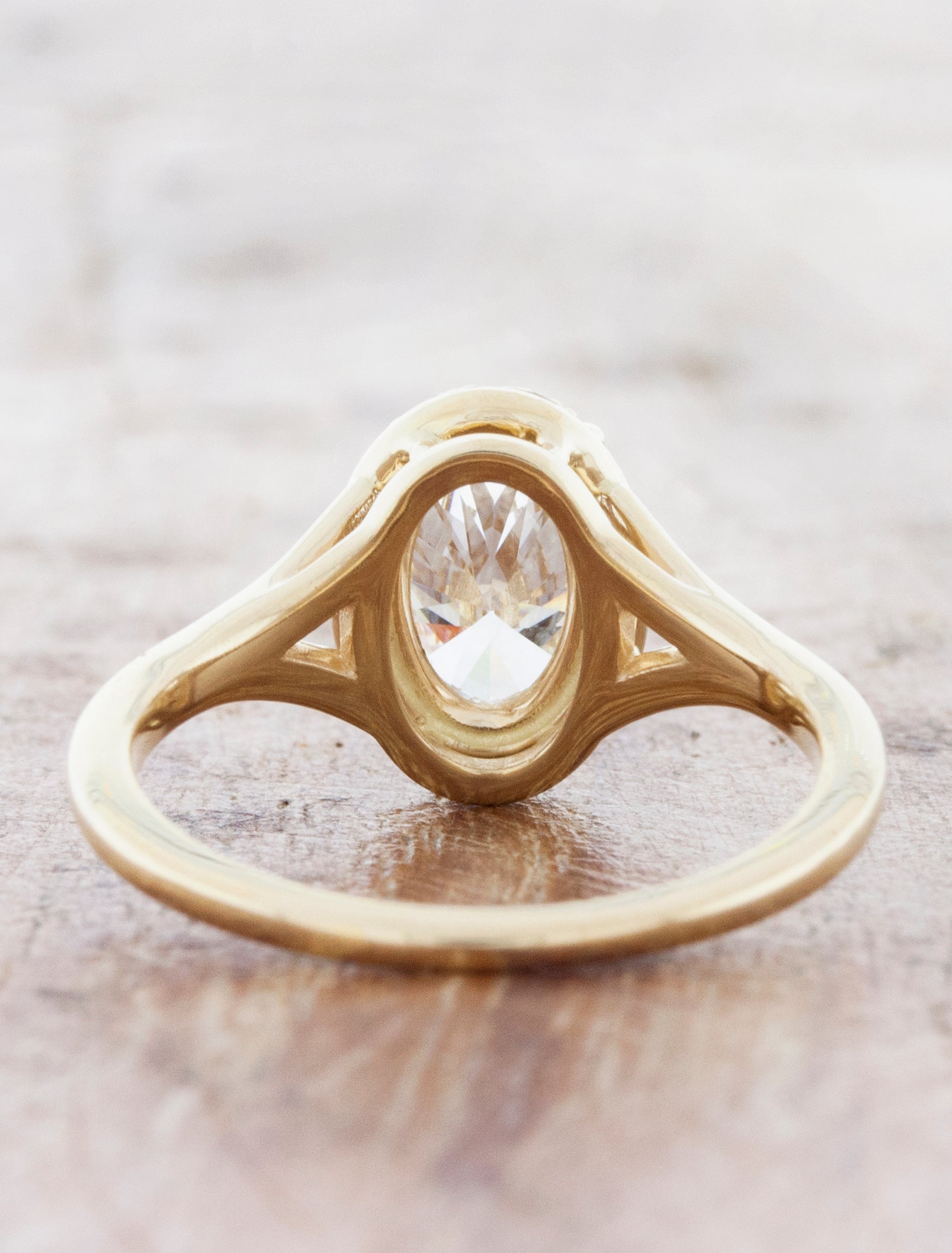 Miley: Oval Diamond Split Shank Halo Engagement Ring | Ken & Dana Design