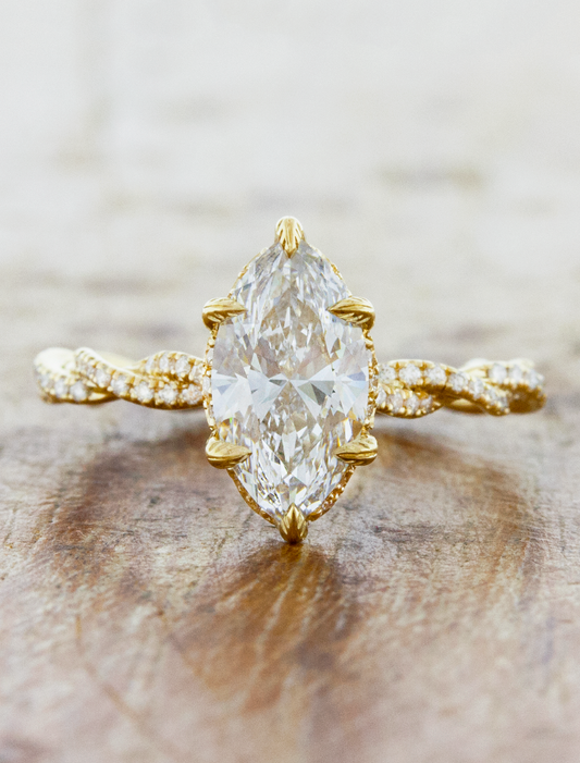 caption:Shown with 1.5ct marquise diamond in yellow gold
