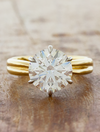 caption:Shown with 3ct round diamond in mixed yellow gold & platinum