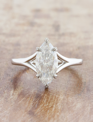 Mylex: Split-Shank Marquise Diamond Engagement Ring in 14k Yellow Gold ...