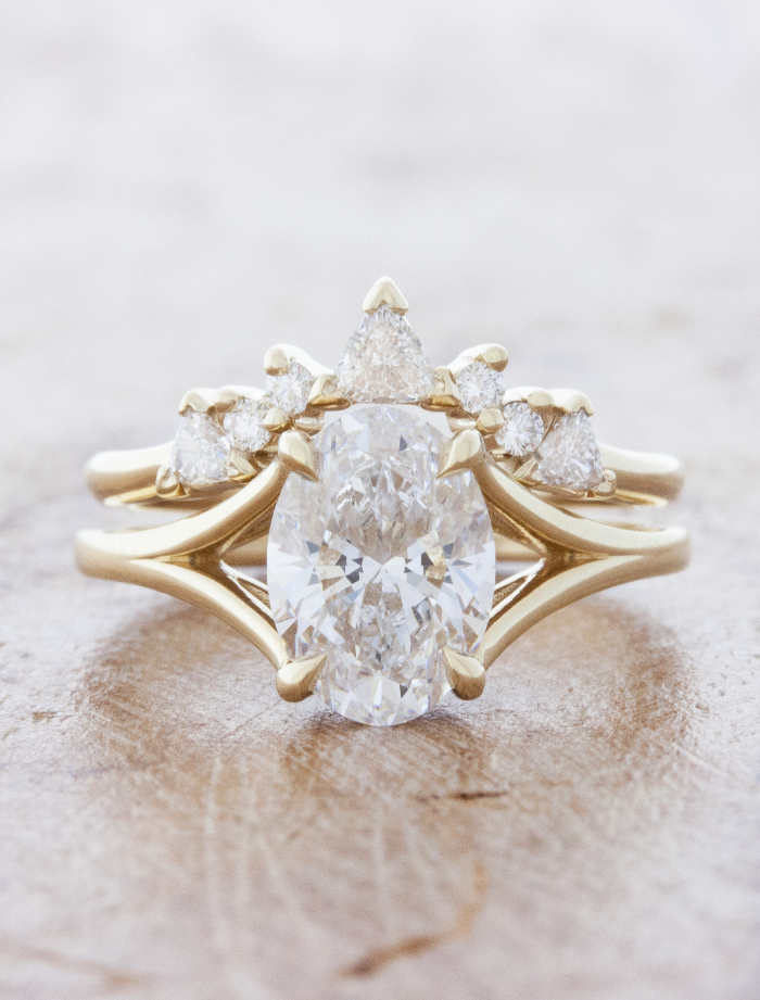caption:Mylex engagement ring & Kyla wedding band in 14k yellow gold