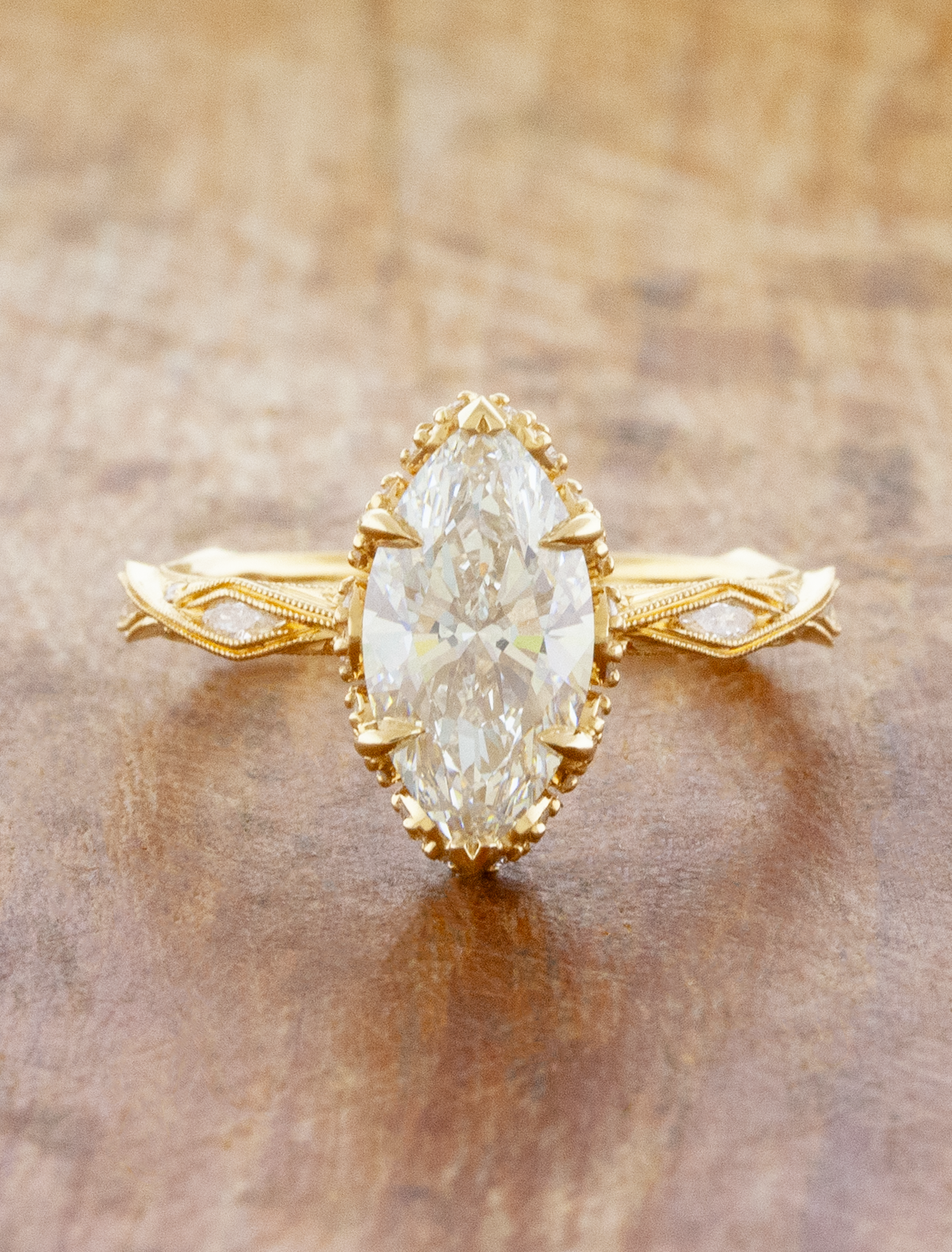 caption:Shown with 2.09ct marquise in 14k yellow gold 