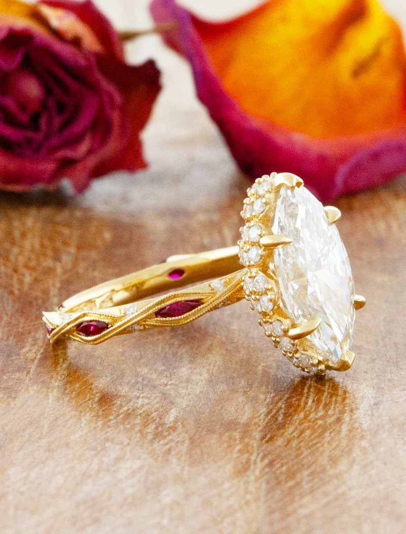 caption:Customized with rubies set within the band