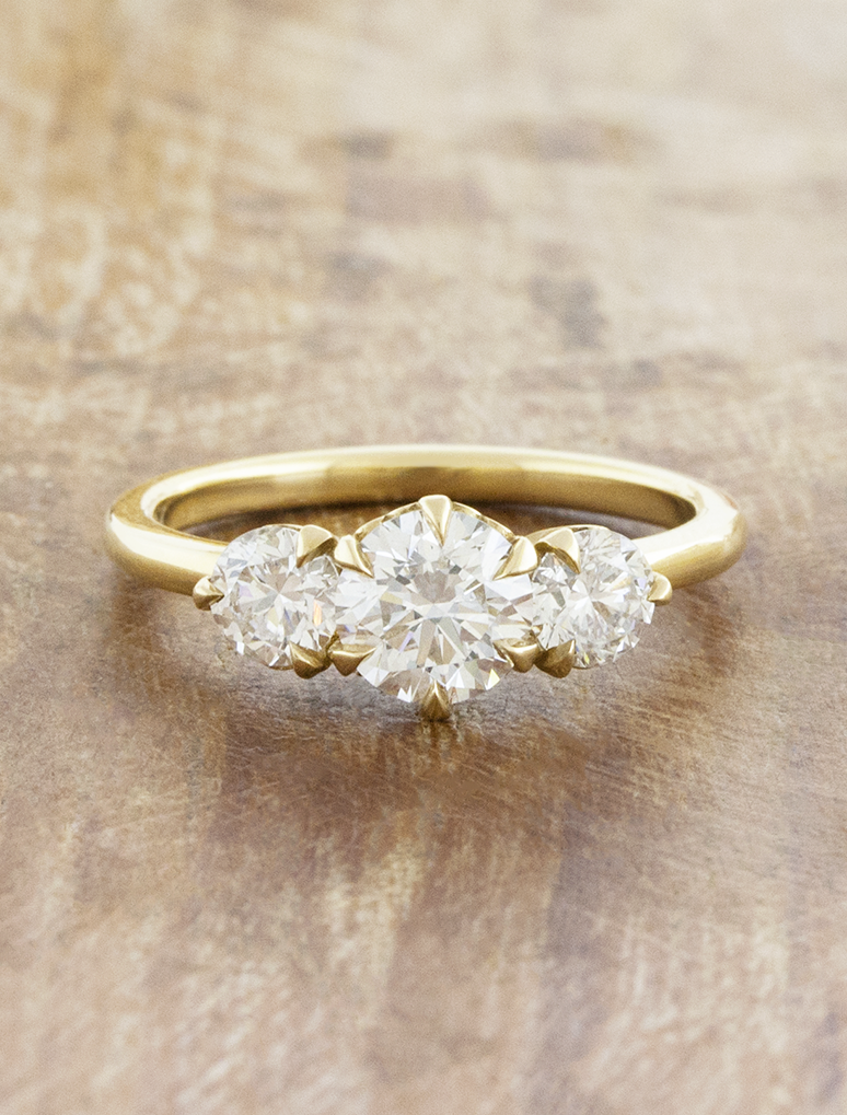 caption:Shown with 1ct center stone in 14k yellow gold 