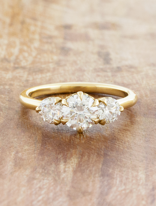 caption:Shown with 1ct center stone in 14k yellow gold 