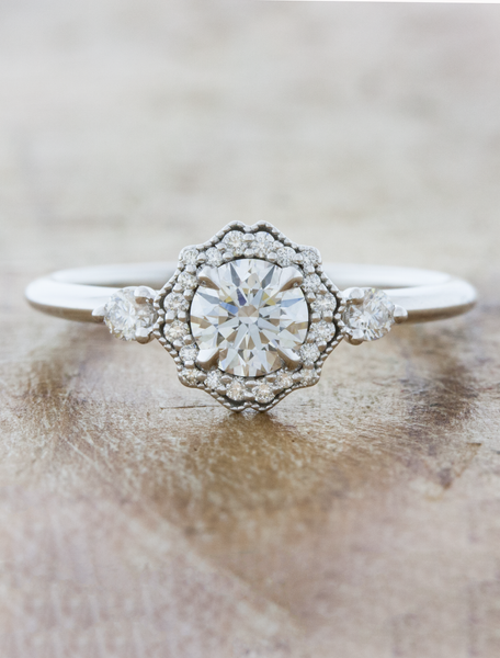 Oksana: Round Halo Diamond Rose Gold Engagement Ring | Ken & Dana Design