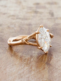 Pembroke: Split Shank Leaf Engraved Marquise Engagement Ring | Ken ...