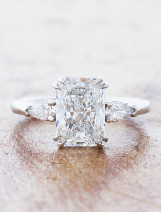 caption:Shown with 2ct radiant cut diamond in platinum