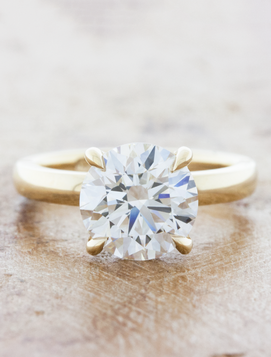 caption:Shown with 2.50ct round diamond in 14k yellow gold