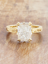 caption:Shown with 3ct cushion cut in 14k yellow gold 