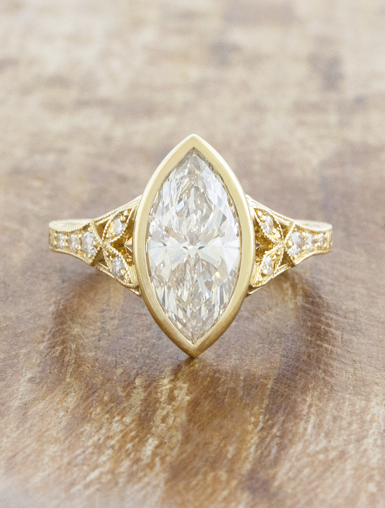 caption:Shown with 1.5ct marquise in 14k yellow gold 