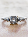 caption:Shown with 1ct salt & pepper princess cut diamond in platinum