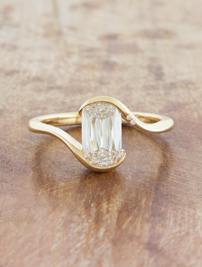 caption:Shown with 2ct crisscut cushion in 14k yellow gold, customized with two accent diamonds