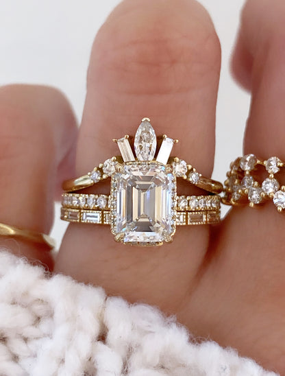 caption:1.7ct emerald cut stacked with Islet & Iva