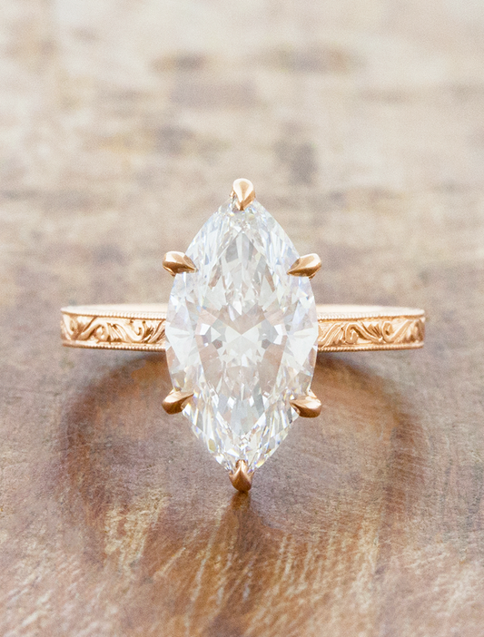 caption:Shown with 3.5ct marquise diamond in 14k rose gold