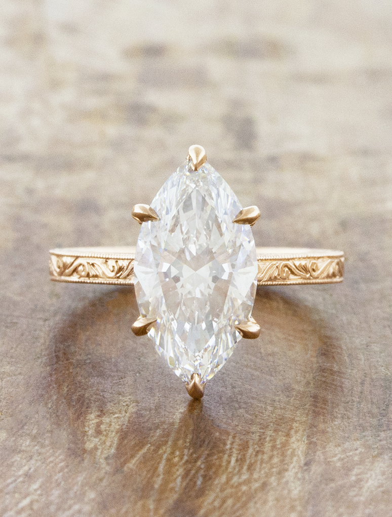 caption:Shown with 3.5ct marquise diamond in 14k rose gold