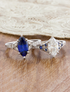 caption:Shown in platinum with 2ct blue sapphire & 1.5ct diamond 