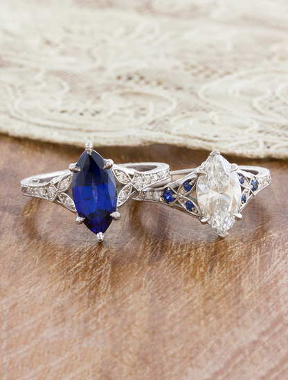 caption:Shown in platinum with 2ct blue sapphire & 1.5ct diamond 