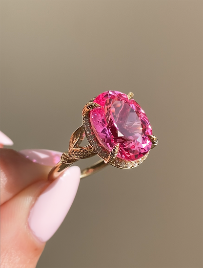 caption:Customized with a 9ct Padparadscha sapphire in 14k yellow gold