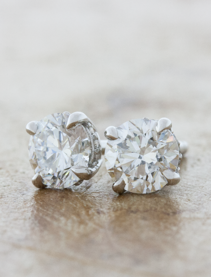 caption:Shown with 1.0ct round diamond in each earring in platinum